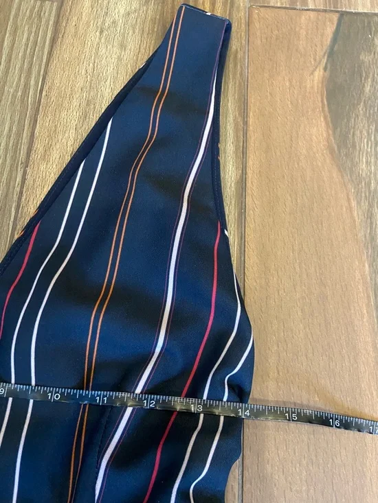 Frank + Oak Navy Striped V-Neck Wide-Leg Jumpsuit - Picture 5 of 10